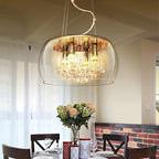 Modern Glass Shade Crystal Hanging 6-light Chandelier Lumendat