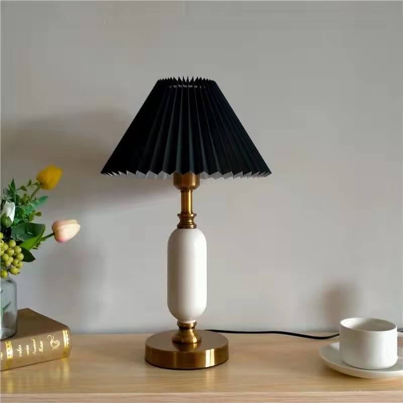 Retro Pleated Shade Column Base 1-Light Table Lamp Lumendat