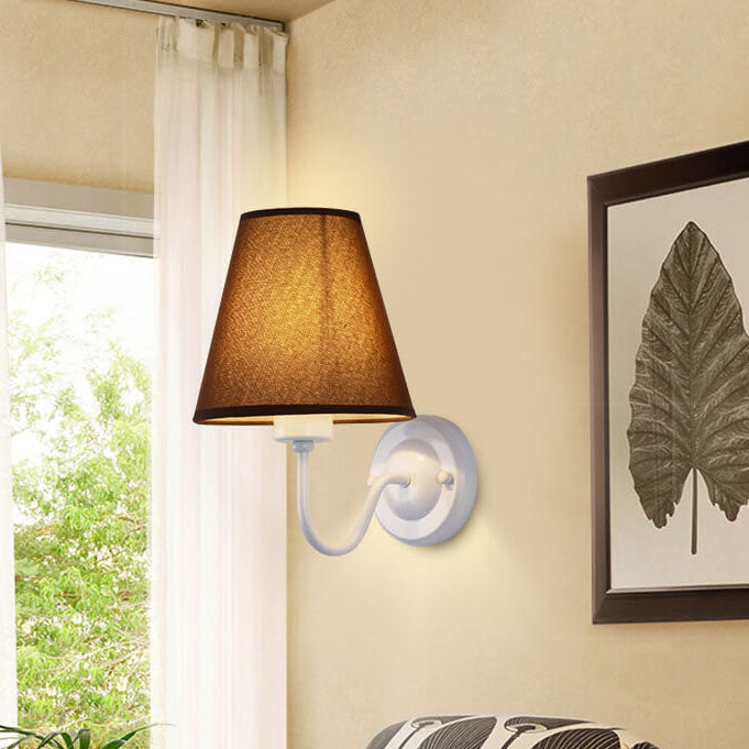 Modern Fabric Bell Shade Bend Arm 1-Light Wall Sconce Lamp Lumendat