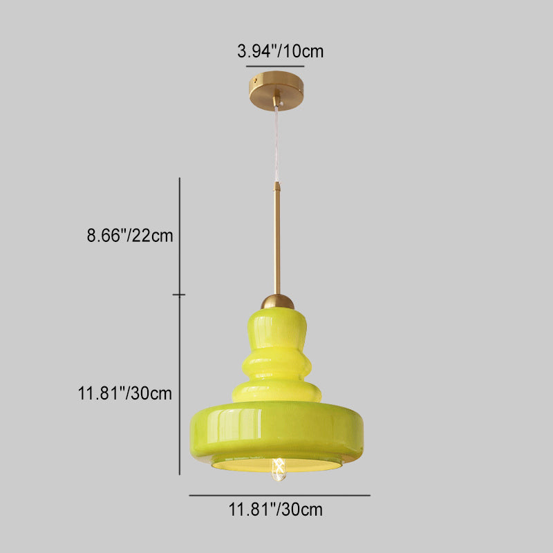 Modern Colorful Glass Gourd Shade 1-light Pendant Light BulbSquare