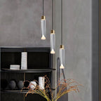 Modern Minimalist Crystal Cylindrical Brass LED Pendant Light