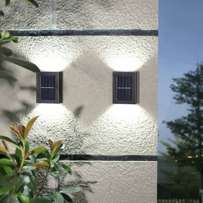 Solar Square Up and Down Lighted LED Outdoor Waterproof Garden Wall Sconce Lamp Lumendat