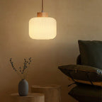 Retro White Striped Glass Jar 1-light Japanese Pendant Light modern luxury lighting fixture