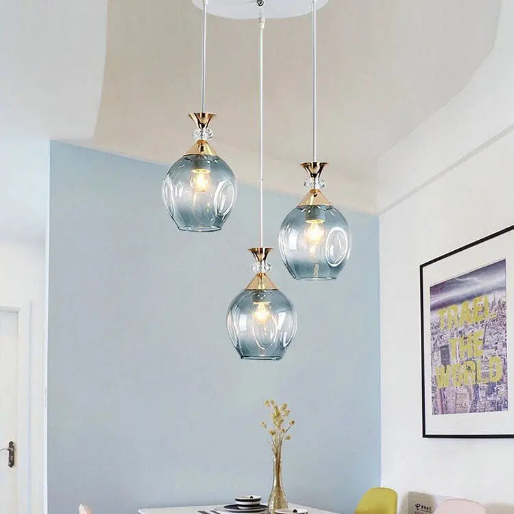 Contemporary Nordic Gradient Glass Metal Orb 1/3 Light Island Light Chandelier for Living Room Lumendat