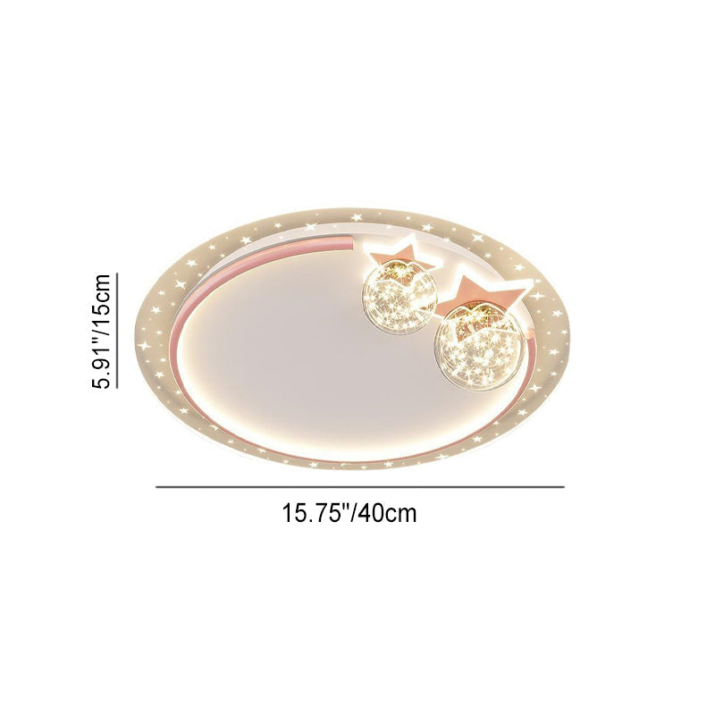 Lumendat Contemporary Creative Kids Round Orb Stars Hardware Acrylic LED Flush Mount Ceiling Light For Bedroom Lumendat