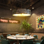 Industrial License Plate Metal Chandelier – 3 or 5 Lights for Living Room Lumendat