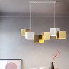 Modern Creative Square Geometric Iron LED Macaron Chandelier BulbSquare