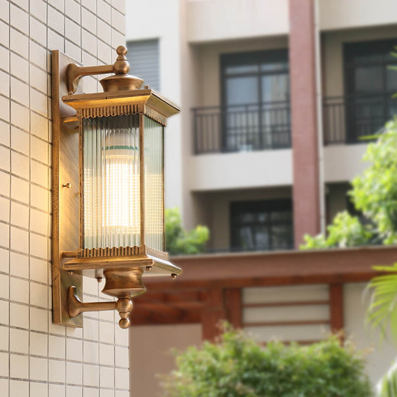 Retro Rectangular 1-Light Outdoor Waterproof Wall Sconce Lamp