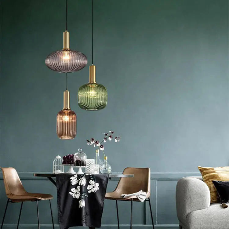 Minimalist Striped Glass Lantern 1-light Pendant Light Lumendat