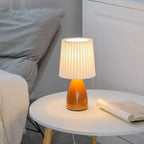 Nordic Vintage Pleated Shade Glass Base 1-Light Table Lamp Lumendat