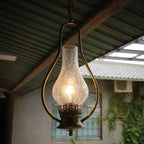 Vintage Kerosene Cracked Glass Shade 1-light Pendant Light BulbSquare