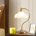 Traditional Vintage Round Copper Glass Petal Shade 1-Light Table Lamp For Bedroom Lumendat