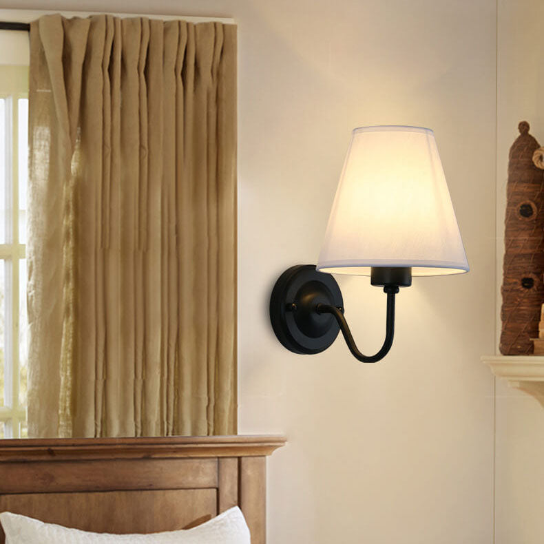 Modern Fabric Bell Shade Bend Arm 1-Light Wall Sconce Lamp Lumendat