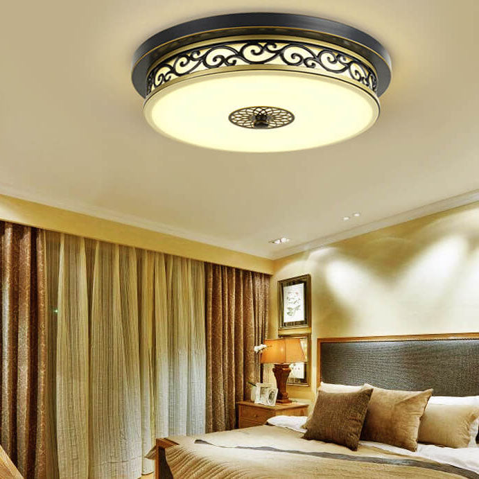 Vintage Circle Patterned Edge Iron 1-light LED Flush Mount Ceiling Light
