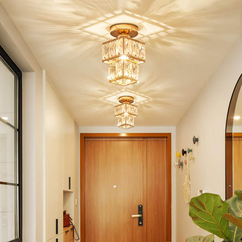 Modern European Crystal 1-light Semi-flush Mount Ceiling Light