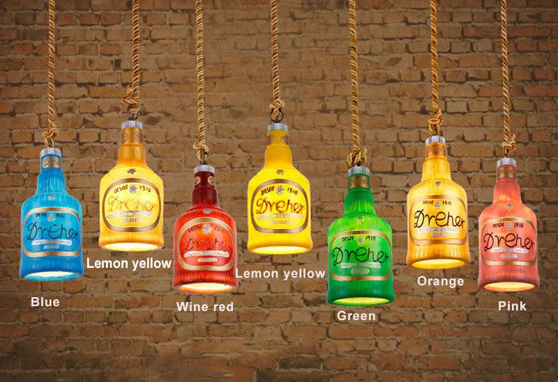 Contemporary Industrial Colorful Bottle Resin 1-light Pendant Light Lumendat