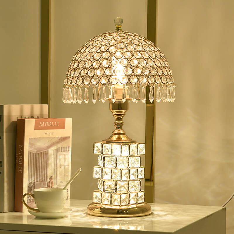 Modern Luxury Crystal Dome Shade 1-Light Table Lamp Lumendat