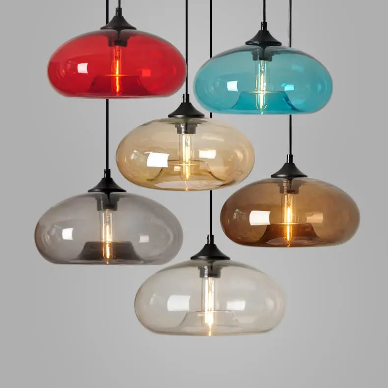 Creative Colored Glass Oval 1-light Pendant Light Lumendat