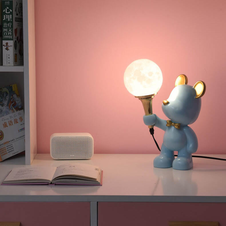 Lumendat Creative Cartoon Bear Resin 1-Light Night Light Table Lamp Lumendat