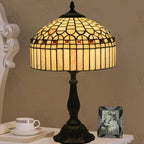 European Tiffany Yellow Baroque Glass 1-Light Table Lamp Lumendat