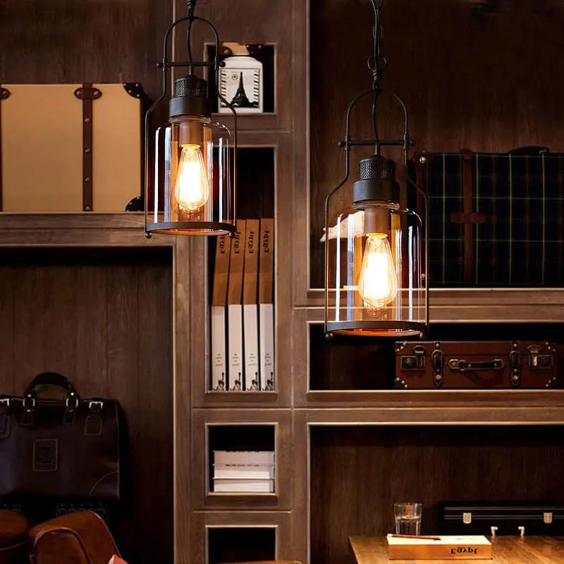 Industrial Vintage Iron Glass Jar 1-light Pendant Light Lumendat