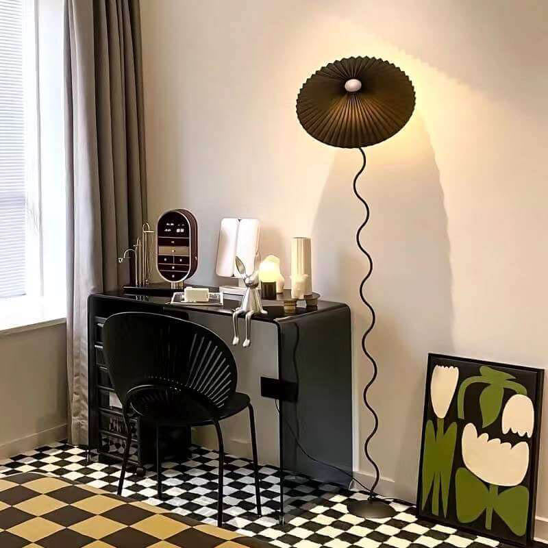 Vintage Fabric Pleated Shade 1-Light Standing Floor Lamp Lumendat