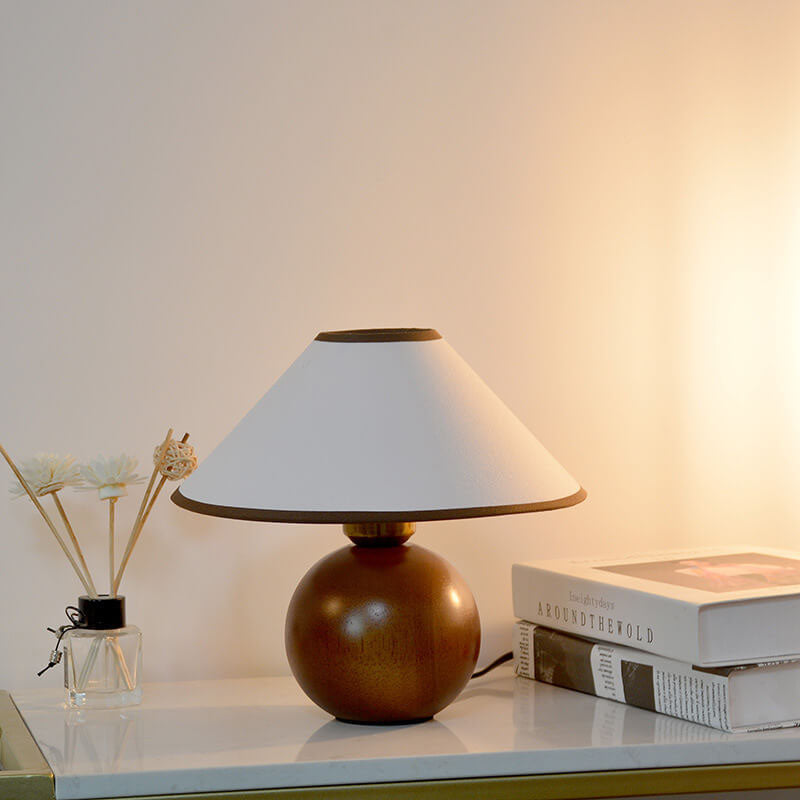 Vintage Coffee Round Solid Wood Base 1-Light Decorative Table Lamp Lumendat