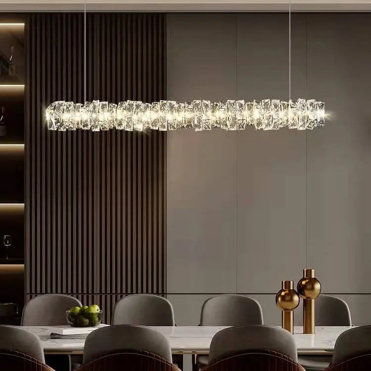 Modern Minimalist Linear Crystal LED Chandelier Lumendat