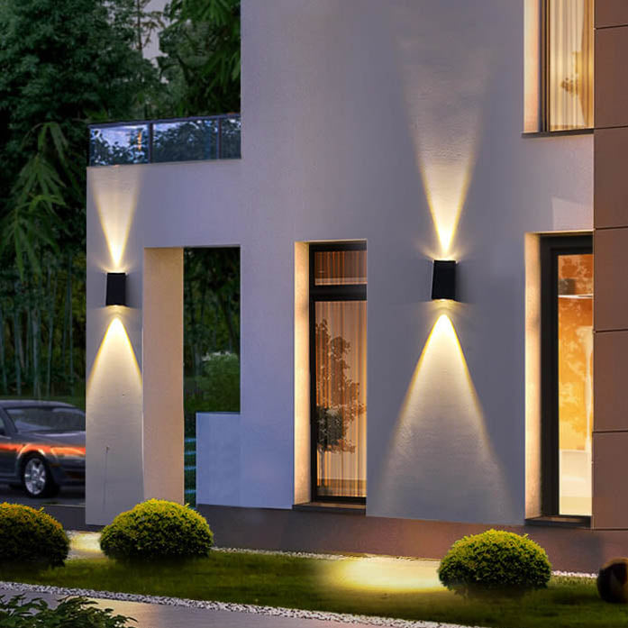 Simple Solar Trapezoid Outdoor Waterproof Up and Down Lights LED Wall Sconce Lamp Lumendat
