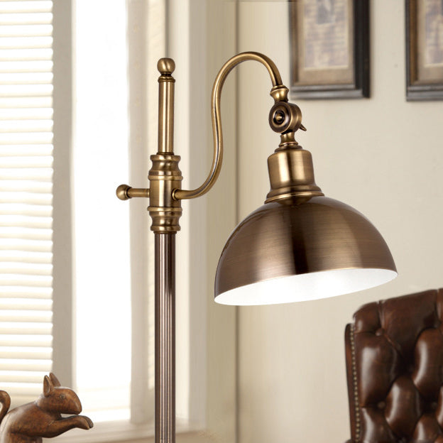 Industrial Retro Gold Iron Long Arm 1-Light LED Table Lamp Lumendat