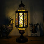 Vintage Turkish Stained Glass Lantern 1-Light Table Lamp Lumendat