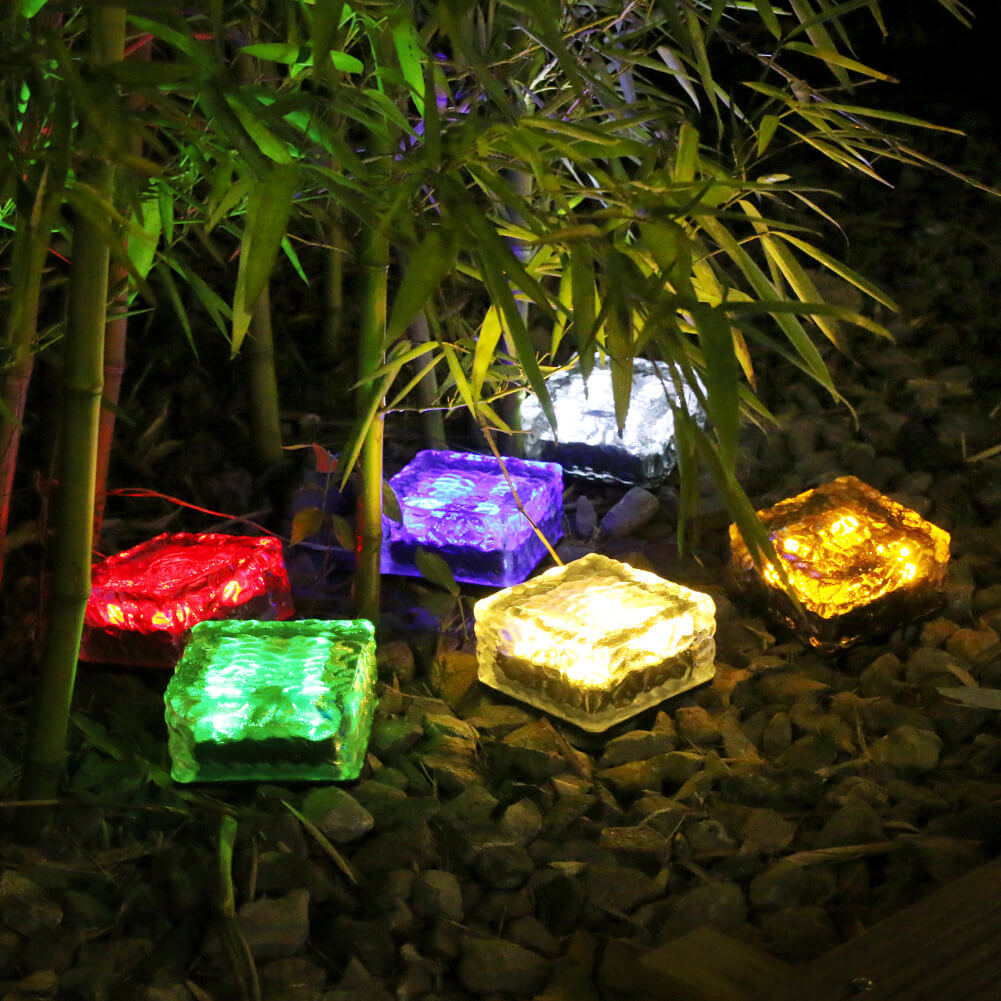 Solar LED Ice Brick Waterproof Glass Ground Light Garden Light Lumendat