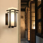 Modern Glass Square Iron 1-Light Waterproof Outdoor Wall Sconce Lamp Lumendat