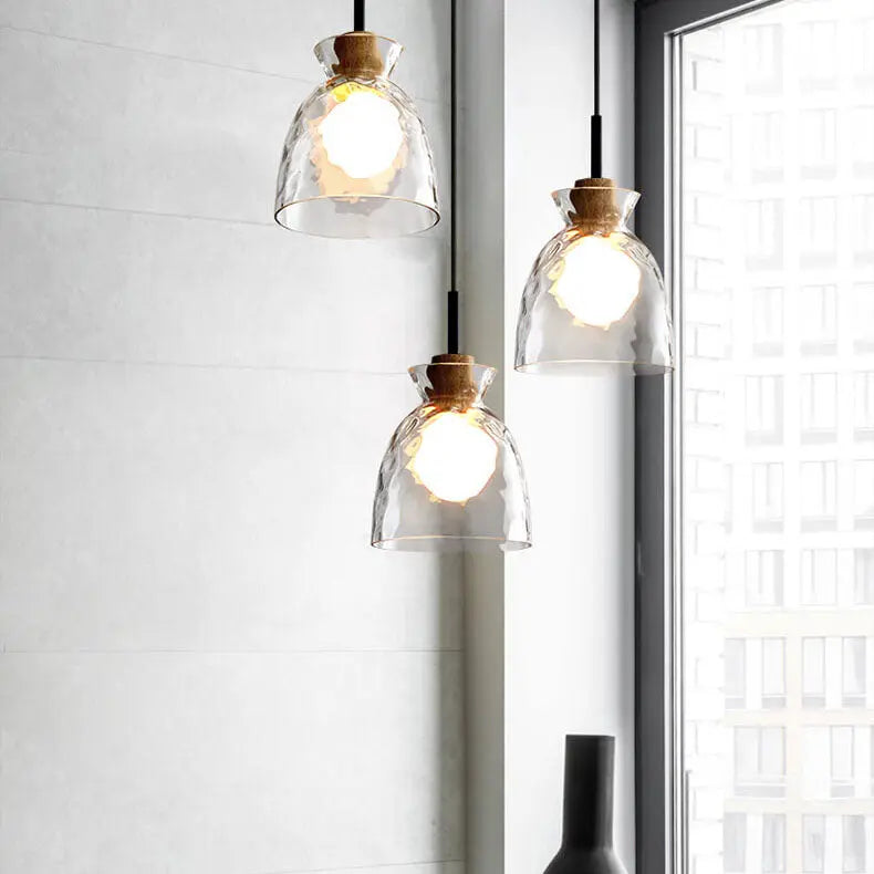 Nordic Clear Rippled Glass Shaded 1-light Pendant Light Lumendat