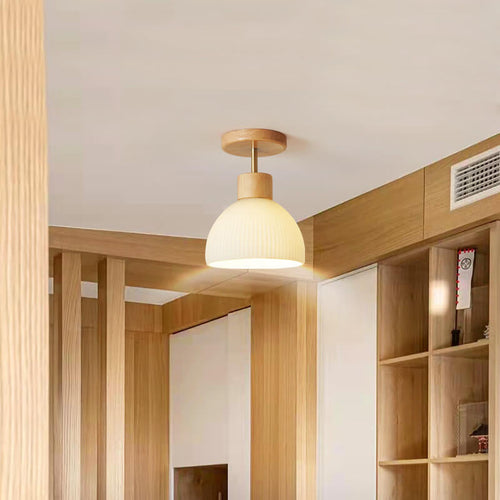 Nordic Glass Half Round 1-light Semi-flush Mount Ceiling Light