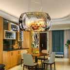 Modern Glass Shade Crystal Hanging 6-light Chandelier Lumendat