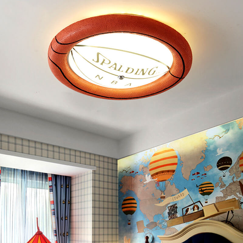 Creative Resin Basketball LED Flush Mount Ceiling Light BulbSquare