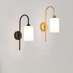 Modern Minimalist Glass Cylindrical Shade Bending Arm 1-Light Wall Sconce Lamp