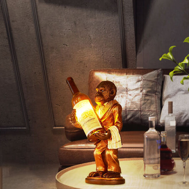 Retro Creative Monkey Resin Wine Bottle 1-Light Decoration Table Lamp Lumendat