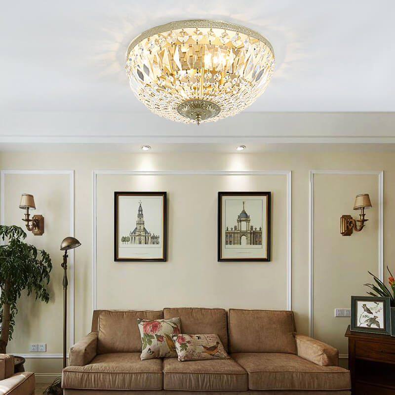 Vintage Round Crystal 4/6 Light Flush Mount Ceiling Light Lumendat