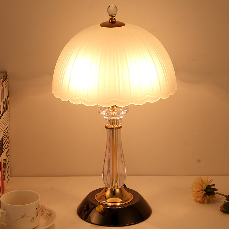 Modern European Textured Glass Dome Shade 2-Light Table Lamp Lumendat