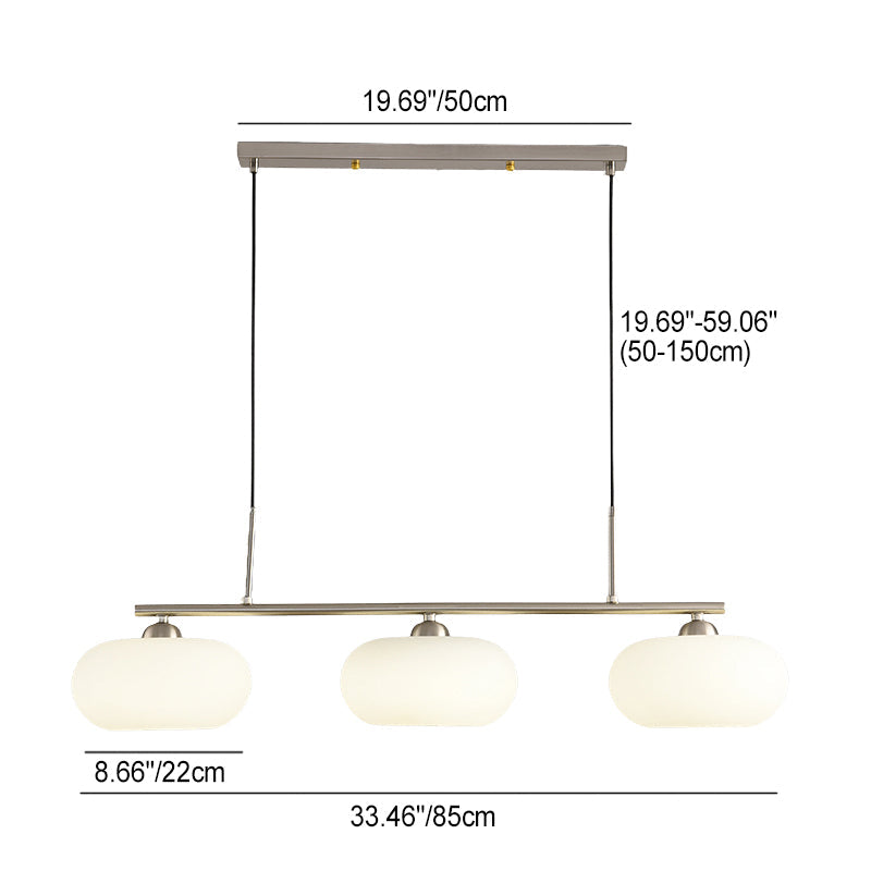 Light Luxury Persimmon Milk White Glass 3-light Island Light Chandelier