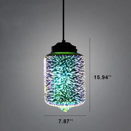 Modern Creative 3d Stained Fireworks Glass Jar 1-light Pendant Light Lumendat
