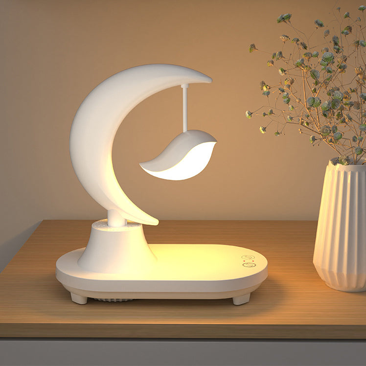 Modern Art Deco ABS Moon Shape Bluetooth Speaker Night Light LED Table Lamp Lumendat