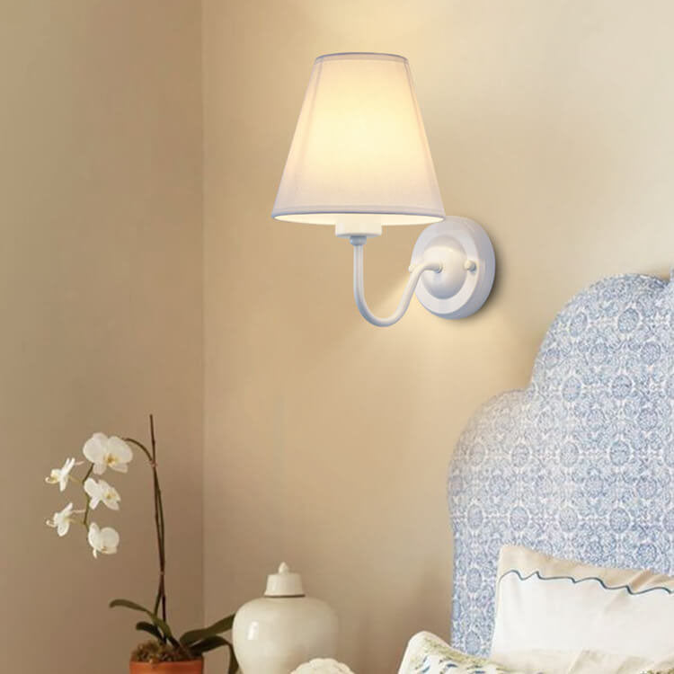 Modern Fabric Bell Shade Bend Arm 1-Light Wall Sconce Lamp Lumendat