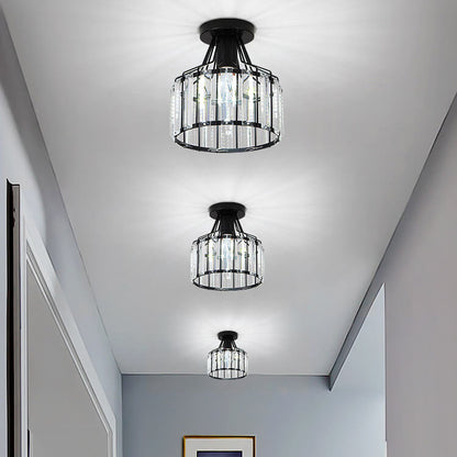 Modern Crystal Dome 1-light Semi-flush Mount Ceiling Light
