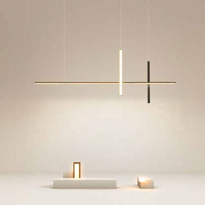Modern Minimalist LED Linear Chandelier – Black & White, Adjustable Length