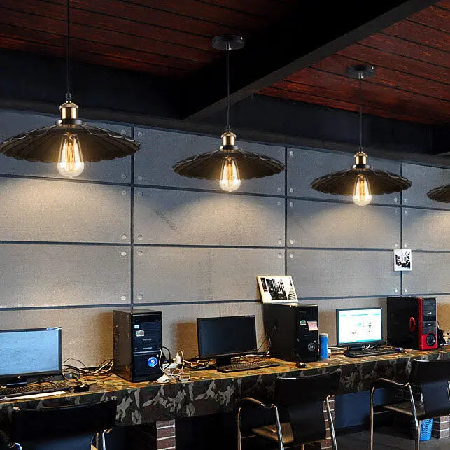 Vintage Industrial Iron Scalloped Shade 1-light Pendant Light modern luxury lighting fixture