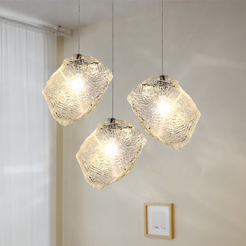 Nordic Creative Ice Cube Glass 1-light Pendant Light BulbSquare