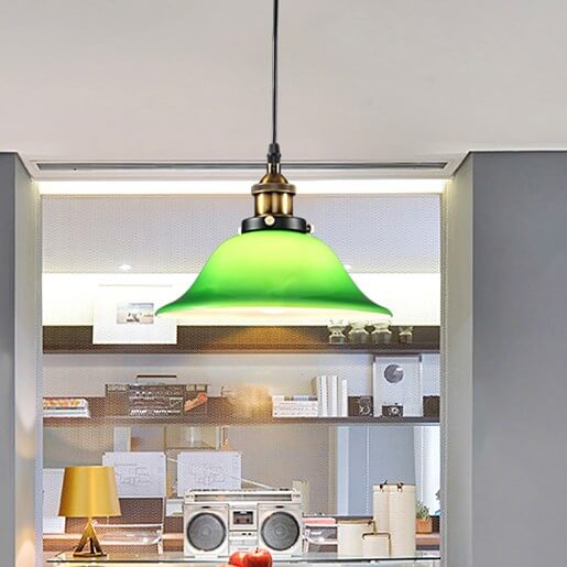 Vintage Industrial Green Bell Glass 1-light Pendant Light